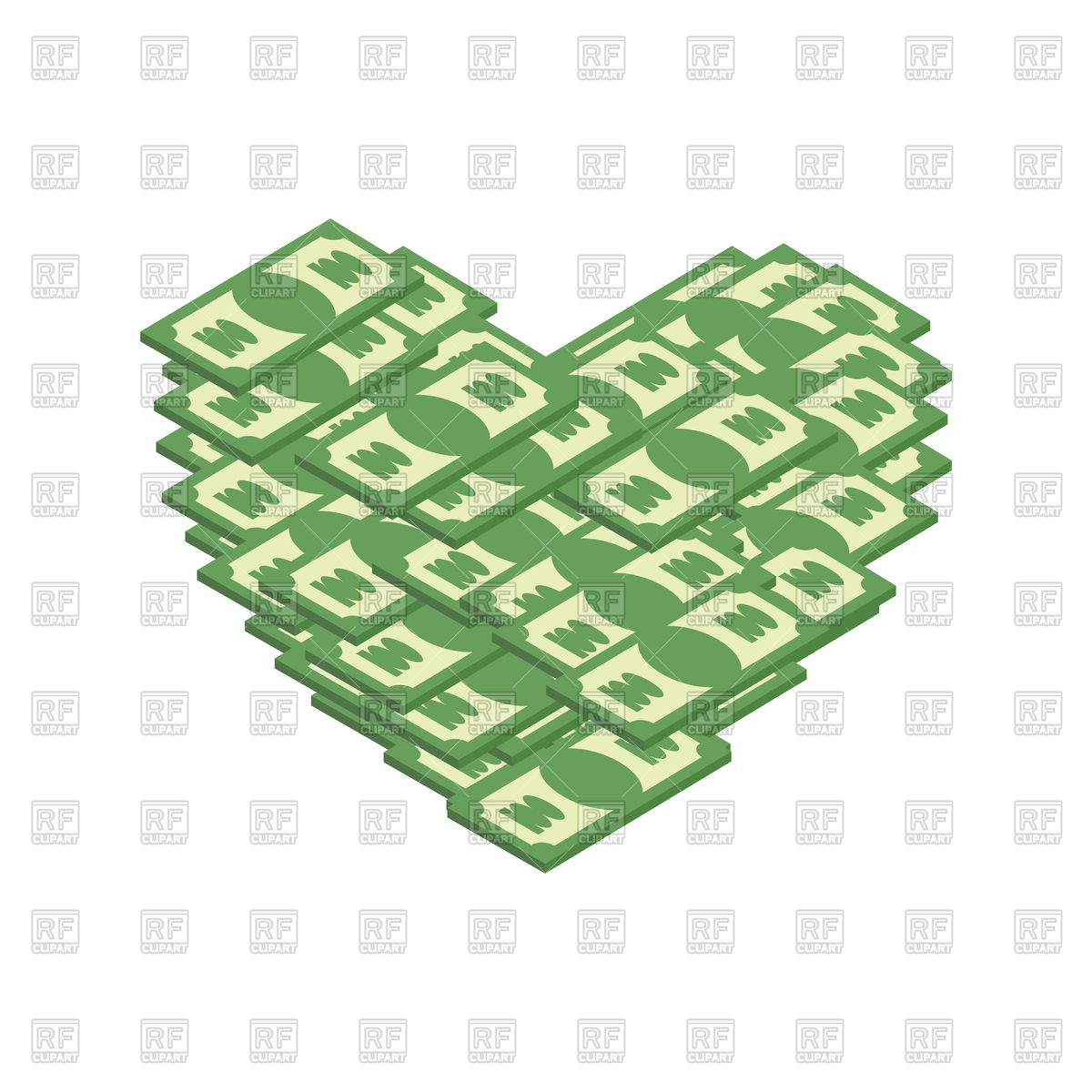 1200x1200 Heart Made Of Money, I Love Cash Vector Image Vector Artwork Of
