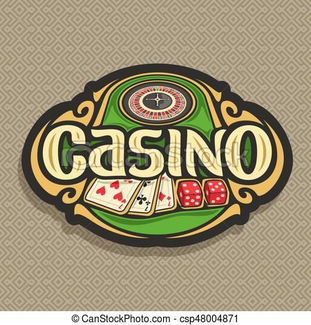 450x470 Vector Logo For Casino Club On Brown Background Roulette Wheel On