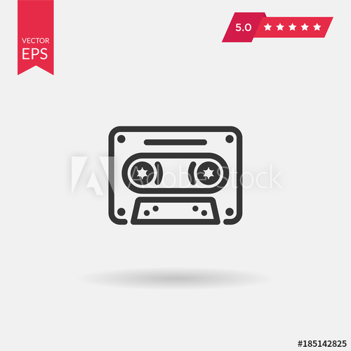 500x500 Cassette Tape Vector Icon Isolated On White Background. Retro 80