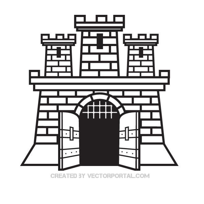 660x660 Castle With Open Doors Vector Image. Cartoon Material