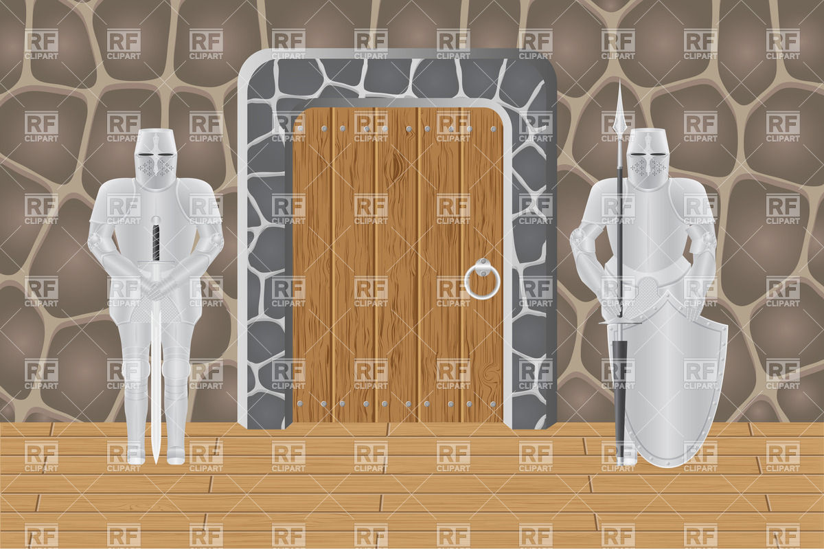 1200x799 Knights Guarding Castle Door Vector Image Vector Artwork Of
