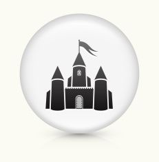 231x235 Castle Icon On White Round Vector Button Vector Art Illustration