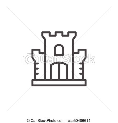 450x470 Castle Line Icon Isolated On White. Vector Illustration.