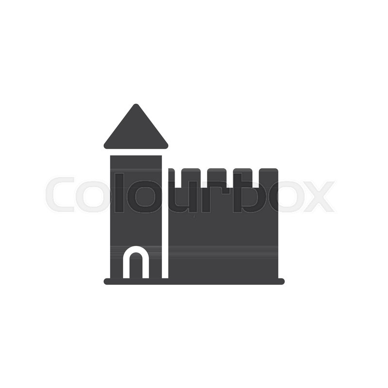 800x800 Castle Tower Icon Vector, Filled Flat Sign, Solid Pictogram