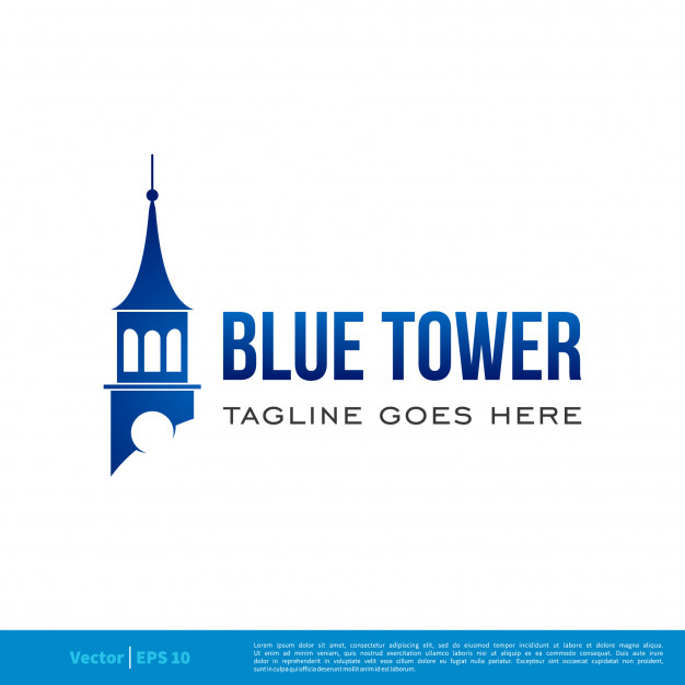 626x626 Blue Tower Castle Icon Vector Logo Template Vector Premium Download