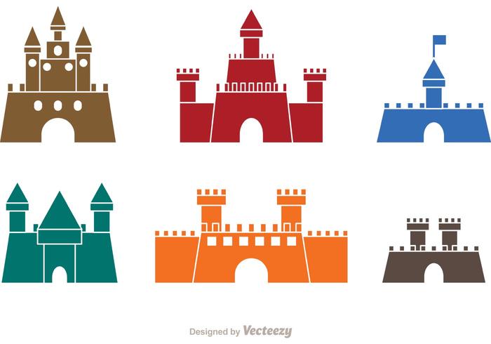 700x490 Colorful Castle Icons Vector