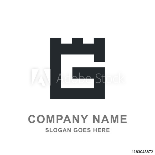 500x500 Letter G Castle Building Logo Vector