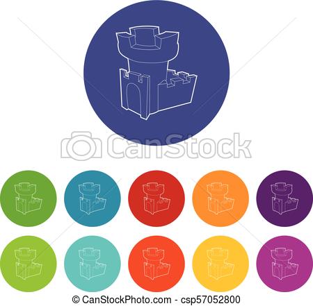 450x441 Castle Tower Icon, Outline Style. Castle Tower Icon. Outline