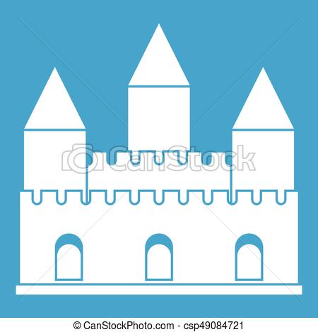 450x470 Castle Tower Icon White Isolated On Blue Background Vector