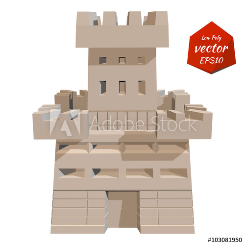 500x500 Castle Tower. Vector Illustration. Low Poly Style.