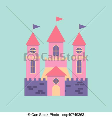 450x470 Cute Pink Fantasy Castle Vector Illustration Design Clip Art