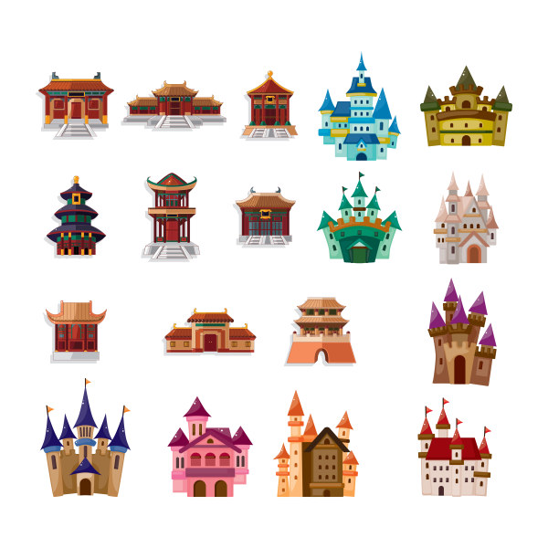 600x600 Different Colored Castle Vector Free Download
