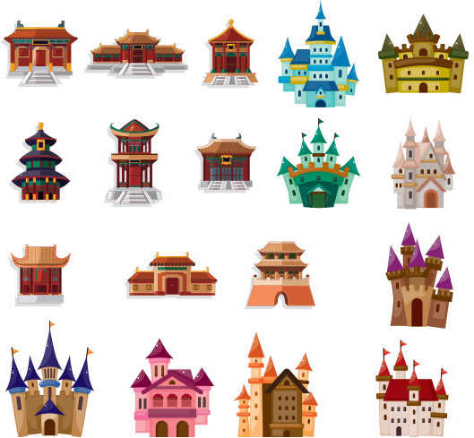529x489 Different Colored Castle Vector Free Vector In Adobe Illustrator