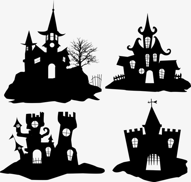 650x620 Halloween Castle Silhouette Vector Material, Halloween Vector