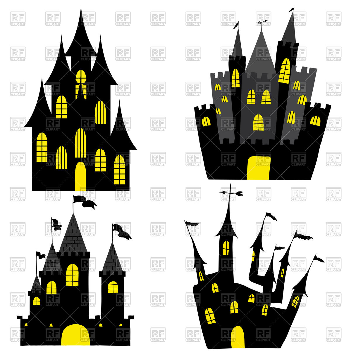 1200x1200 Set Of Halloween Black Castles Vector Image Vector Artwork Of