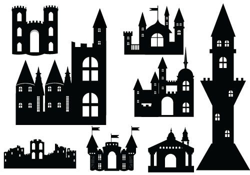 500x350 Castle Silhouette Vector