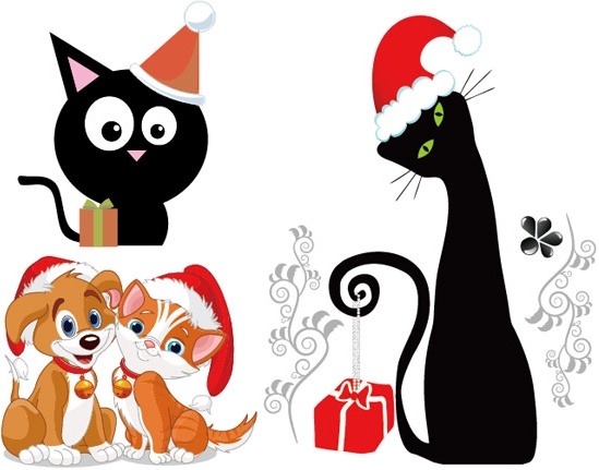 549x431 Christmas Vector Cute Cats And Dogs Free Vector In Encapsulated