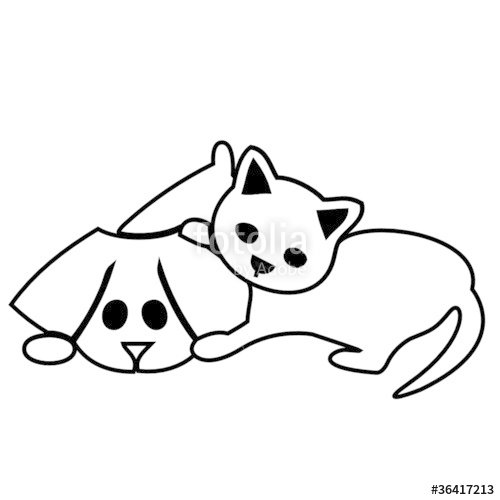 500x500 Cute Cat And Dog Silhouettes Stock Image And Royalty Free Vector