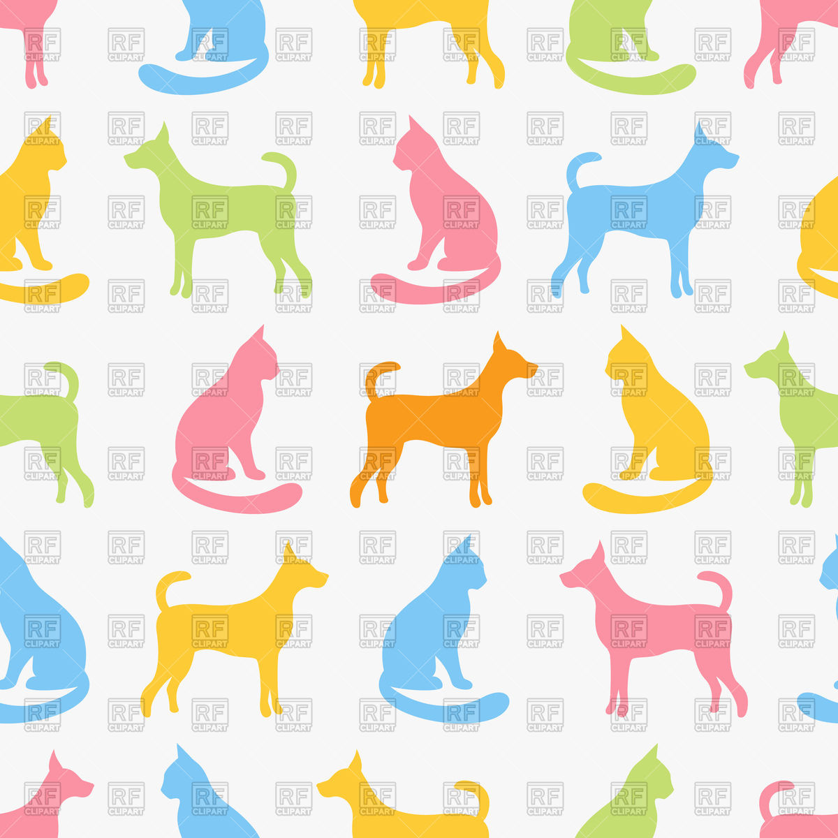 1200x1200 Animal Seamless Pattern Of Cat And Dog Vector Image Vector