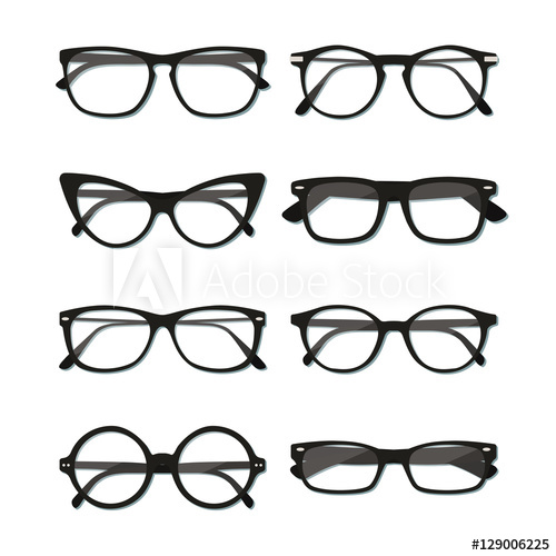 500x500 Flat Vector Glasses Big Set Illustration. Collection Of Different