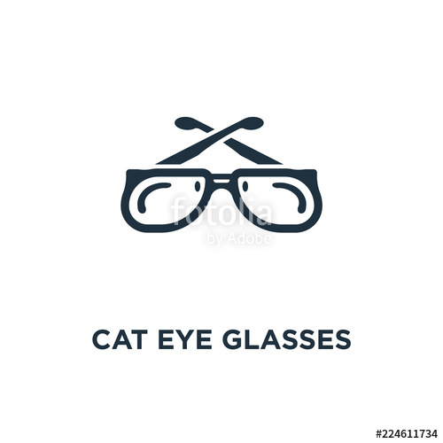500x500 Cat Eye Glasses Icon. Black Filled Vector Illustration. Cat Eye