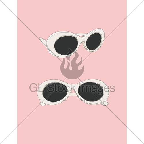 500x500 Cat Eye Retro Glasses Illustration. Eye Wear Vector. Gl Stock Images