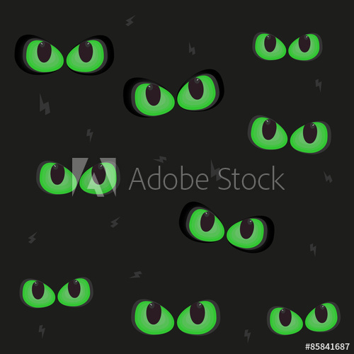 500x500 Glowing In The Dark Spooky Green Cat Eyes Vector.