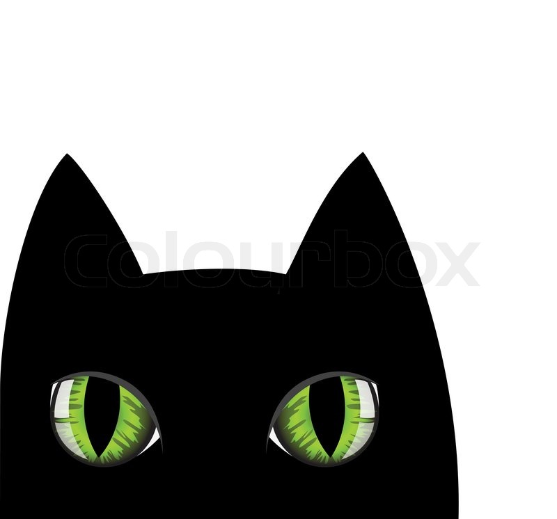 800x746 Muzzle Of A Black Cat With Green Eyes Stock Vector Colourbox