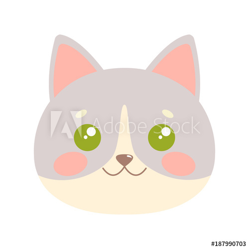 500x500 Cute Cat Face. Vector Illustration