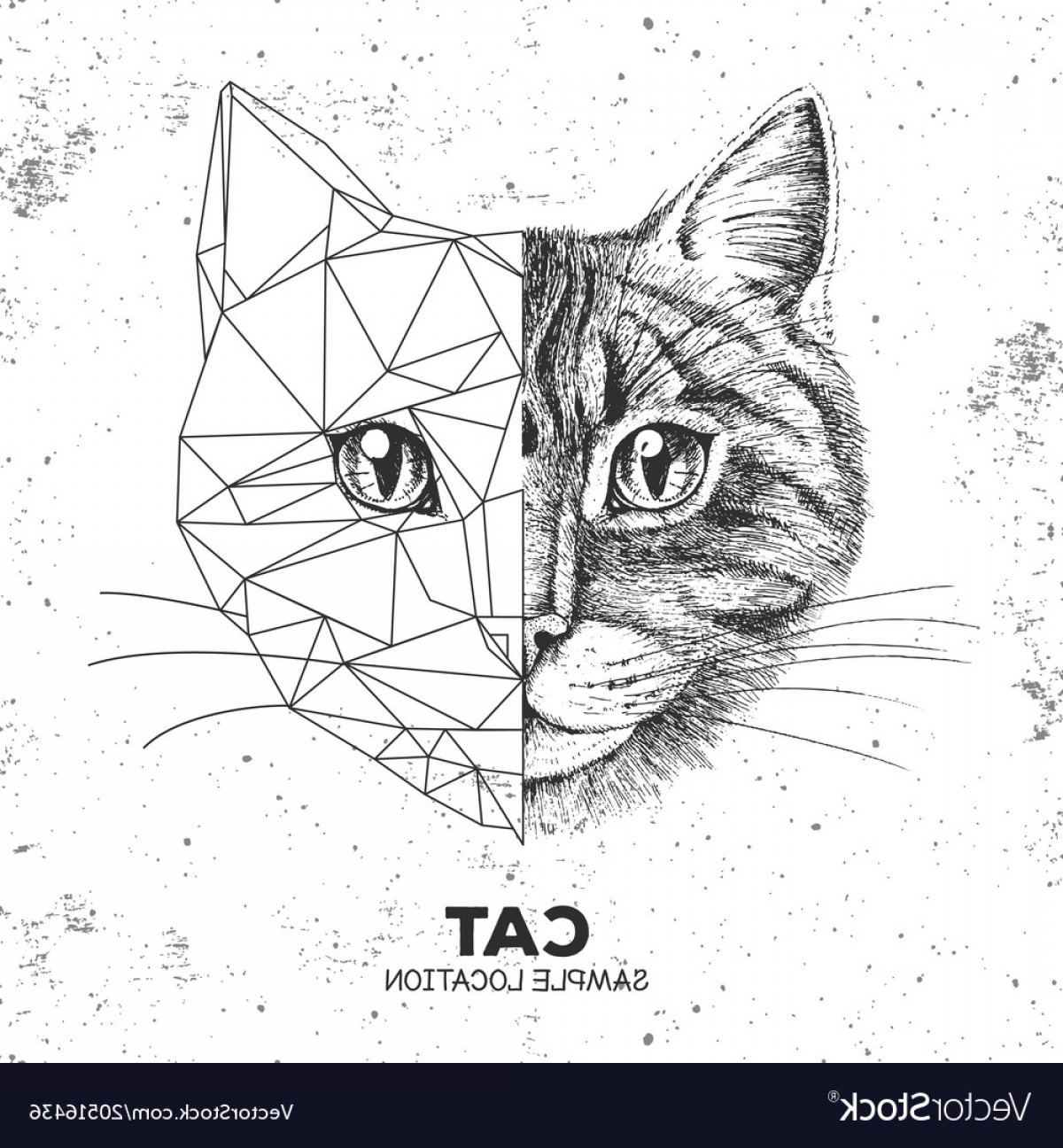 1200x1296 Hipster Animal Realistic And Polygonal Cat Face Vector Orangiausa