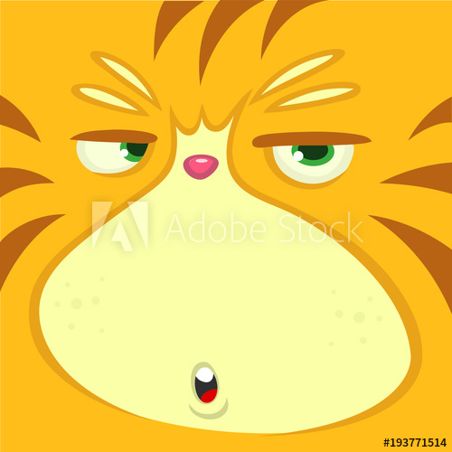 500x500 Vector Cartoon Image Of Funny Orange Cat Face. Vector Cat Head