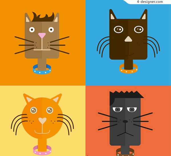 600x546 4 Designer Cat Head Vector