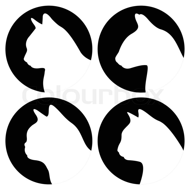 800x800 Heads Of Cats, Other Breeds Stock Vector Colourbox