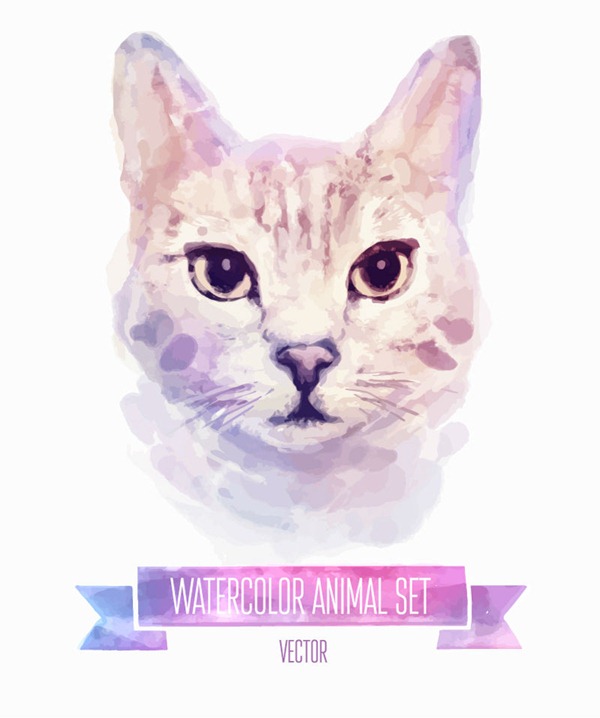 600x718 Watercolor Cat Head Vector Graphics My Free Photoshop World