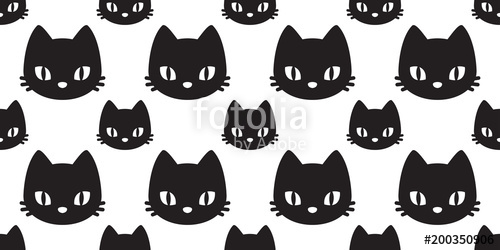 500x250 Cat Seamless Pattern Cat Head Vector Kitten Isolated Background
