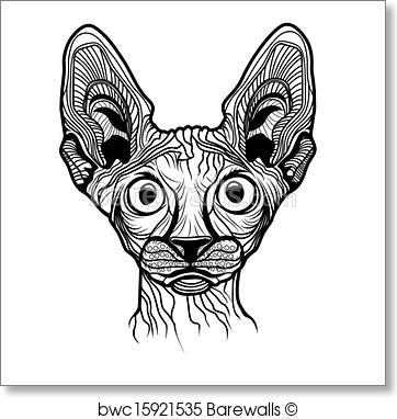 362x382 Art Print Of Vector Illustration Of Cat Head Barewalls Posters