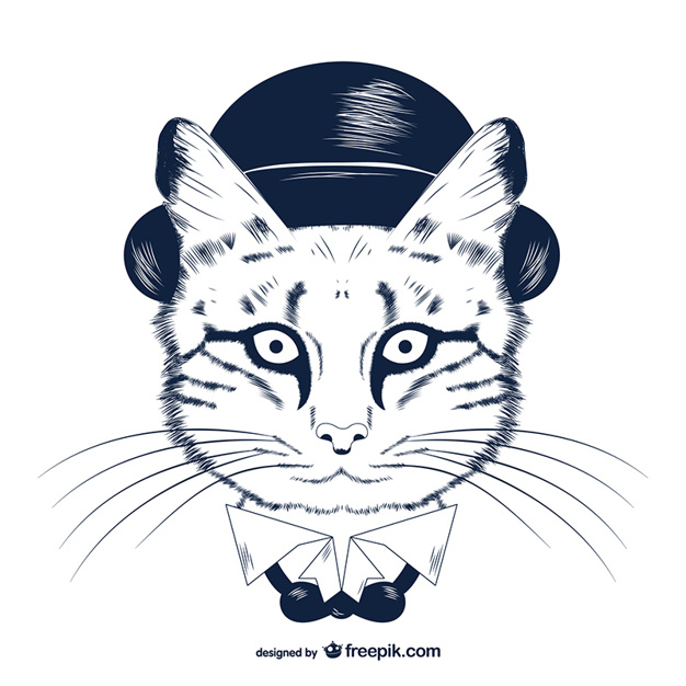 626x626 Hipster Cat In Bowler Hat Vector Free Download