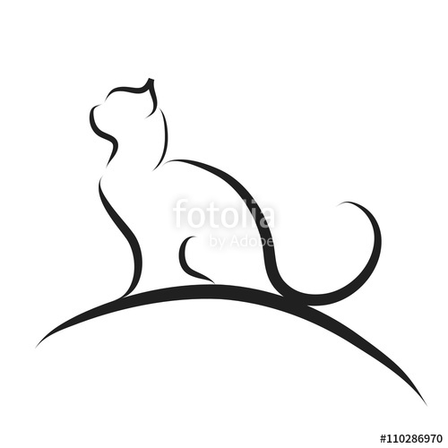500x500 Vector Illustration Of Cat Logo. Stock Image And Royalty Free
