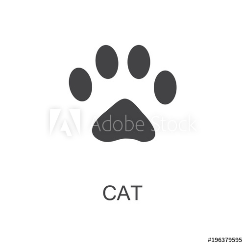 500x500 Vector Illustration. Cat Paw Prints Logo. Black On White