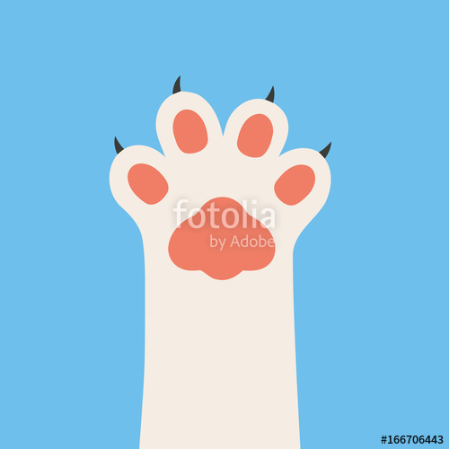 500x500 Cat Paw With Nails. Cat Foot Paw Isolated On Background. Vector