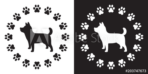 500x250 Dog Logo Icon Paw Vector Cat Paw Illustration Cartoon Graphic