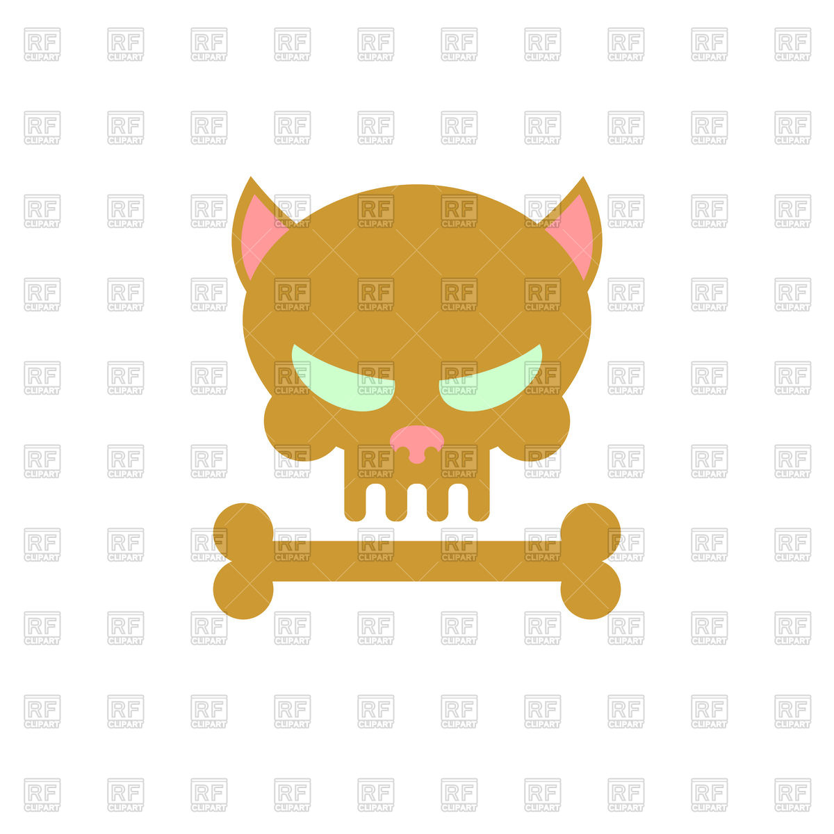 1200x1200 Cat Skull With Bone Vector Image Vector Artwork Of Icons And