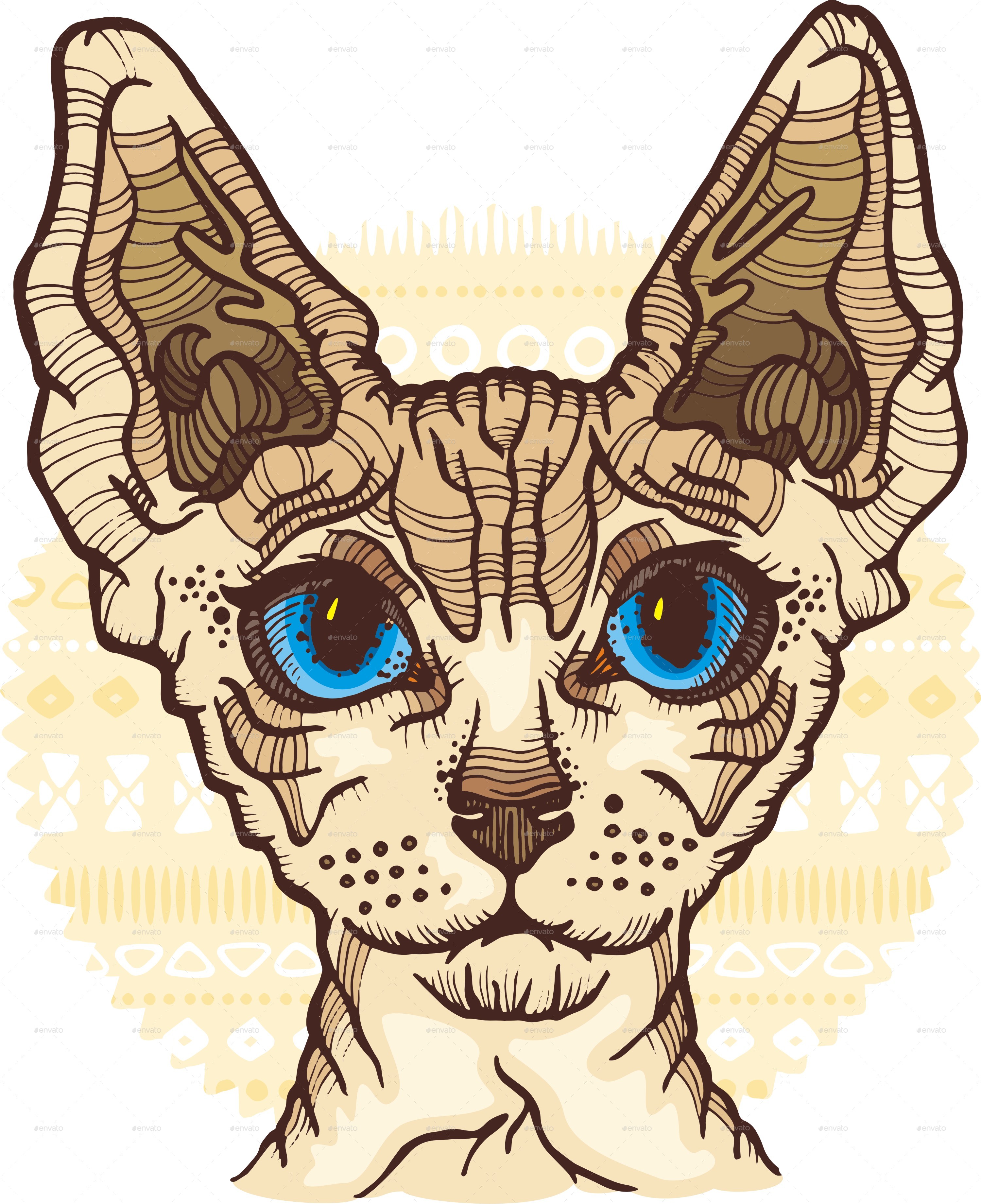 3000x3682 Sphynx Cat Vector Illustration By Pandochka Graphicriver
