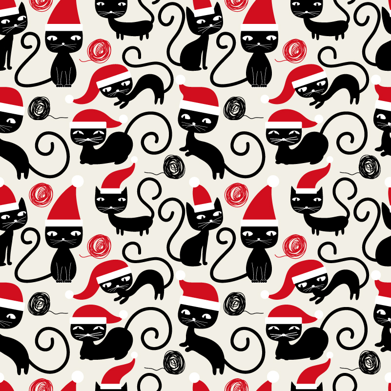 801x801 Christmas Mischievous Black Cat Vector Free Vector Graphic Download