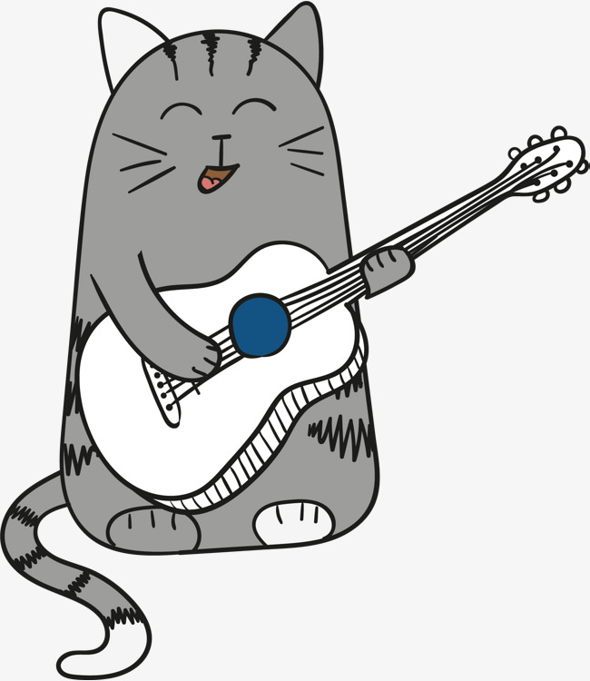 650x750 Gray Cat Vector, Cat Clipart, Guitar, Hand Painted Png And Vector