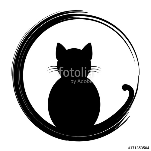 500x500 Black Silhouette Of Cat. Vector Illustration. Stock Image And