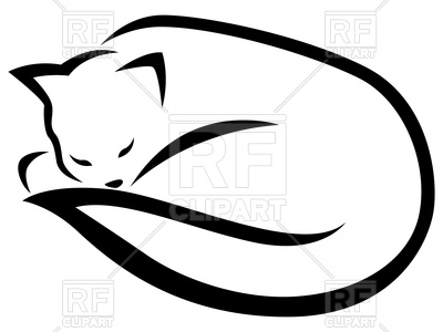400x300 Outline Of Sleeping Black Cat Vector Image Vector Artwork Of