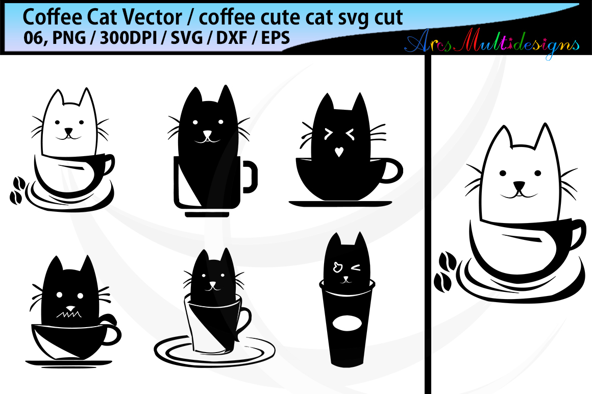 1160x772 Coffee Cat Silhouette Svg Coffee Svg Cat Svg Coffee