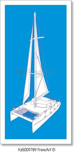 286x581 Free Art Print Of Catamaran Boat Drawing Like Paint. Catamaran