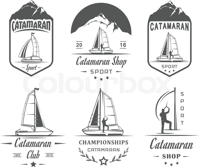 800x671 Set Of Yacht And Catamaran Logos And Badges. Collection Sign And